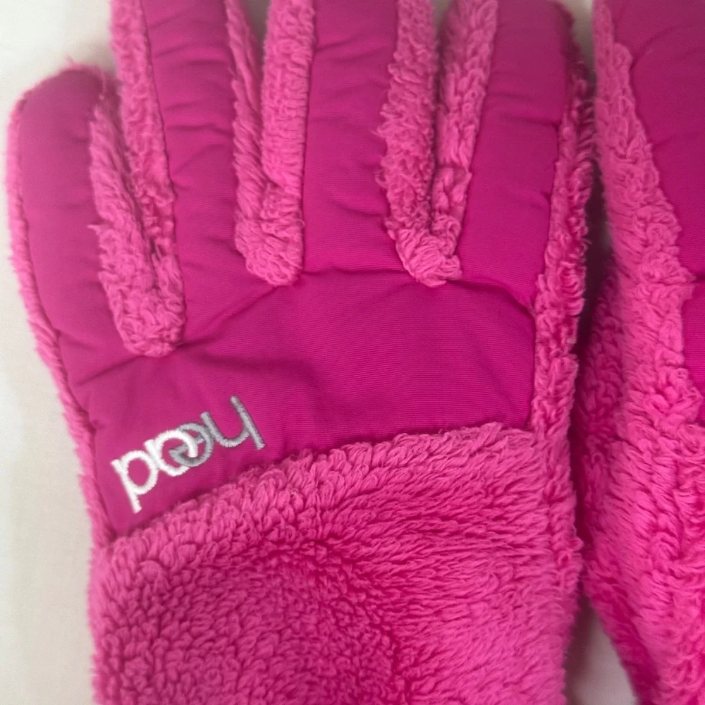 HEAD Pink Faux Fur Insulated Winter Gloves– Touchscreen Fingers – Size M (Youth)